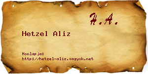 Hetzel Aliz névjegykártya